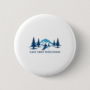 Badge Rond 5 Cm Station de ski d'East Troy Wisconsin Skieur Ski