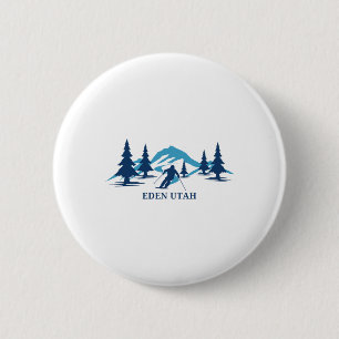 Badge Rond 5 Cm Station de ski Eden Utah Skieur Ski