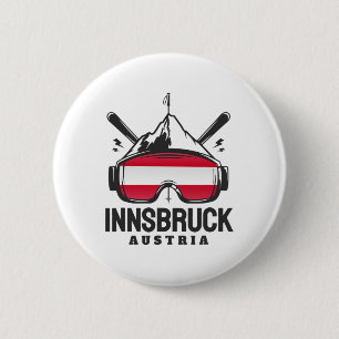 Badge Rond 5 Cm Station de ski rétro d'Innsbruck Autriche