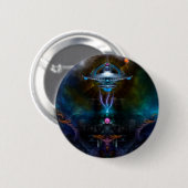 Badge Rond 5 Cm Station spatiale Art Fractal Ansarious (Devant & derrière)