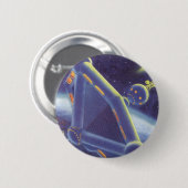 Badge Rond 5 Cm Station spatiale orbitante de science-fiction vint (Devant & derrière)