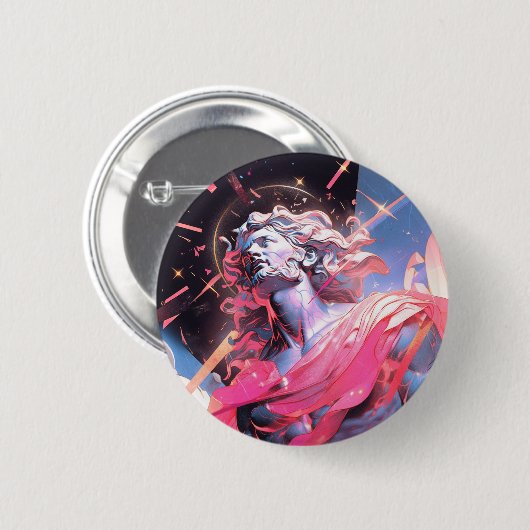 Badge Rond 5 Cm Statue cool Vaporwave de David en rose (Devant & derrière)