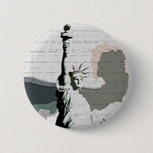 Badge Rond 5 Cm Statue d'art de bruit de liberté