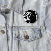 Badge Rond 5 Cm Statue d'Art Pop Noir & Blanc de la Liberté (En situation)