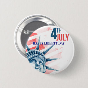 Badge Rond 5 Cm Statue de la Liberté 4 juillet