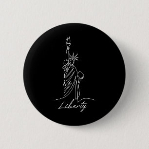 Badge Rond 5 Cm Statue de la Liberté dessinée à la main en une seu