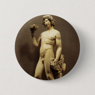 Badge Rond 5 Cm Statue de la Renaissance vintage Bacchus par Miche