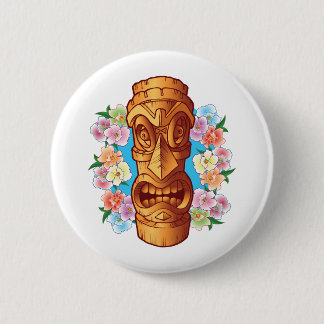 Badge Rond 5 Cm Statue de Tiki de bande dessinée