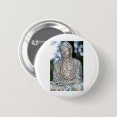 Badge Rond 5 Cm Statue du Bouddha d'or (Devant & derrière)