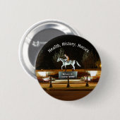 Badge Rond 5 Cm Statue du cheval Danseuse autochtone Saratoga Bout (Devant & derrière)