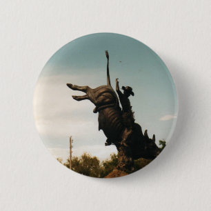 Badge Rond 5 Cm Statue d'un bullrider (kkincade12)