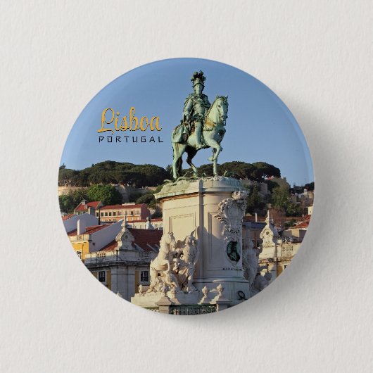 Badge Rond 5 Cm Statue équestre du roi José I, Lisbonne (Devant)