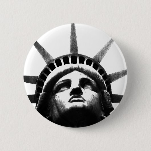 Badge Rond 5 Cm Statue noire et blanche de la Liberté (Devant)