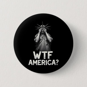 Badge Rond 5 Cm Statue Patriotique 4 juillet Liberté Avec Amérique