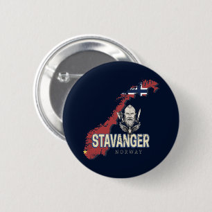 Badge Rond 5 Cm Stavanger Norvège Retro City Carte Vacances Vintag