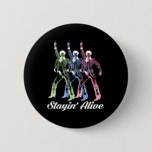 Badge Rond 5 Cm Stayin' Alive Style Vintage Danse Retro Disco
