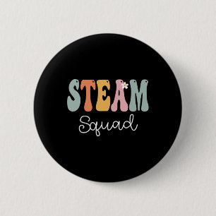 Badge Rond 5 Cm Steam Squad Retro Super Vintage Joyeux Premier Jou