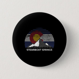 Badge Rond 5 Cm Steamboat Springs, Colorado X Co Drapeau Haut Mtn