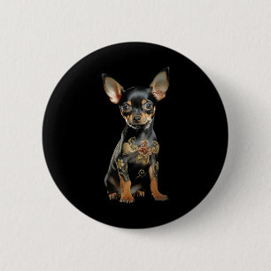Badge Rond 5 Cm Steampunk Chihuahua Ink Tat Art Tattoo Artiste Pup