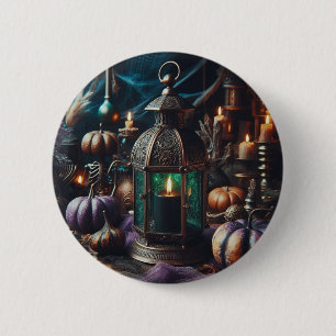 Badge Rond 5 Cm Steampunk Halloween Horloge noir Lanterne noire