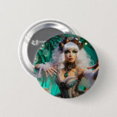 Badge Rond 5 Cm Steampunk Victorian Futuristic Green Dancer (Devant & derrière)