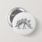 Badge Rond 5 Cm Stegosaurus Dinosaure Squelette Fossile (Devant & derrière)