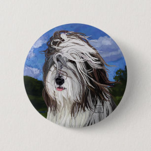 Badge Rond 5 Cm Stella le chien de berger anglais