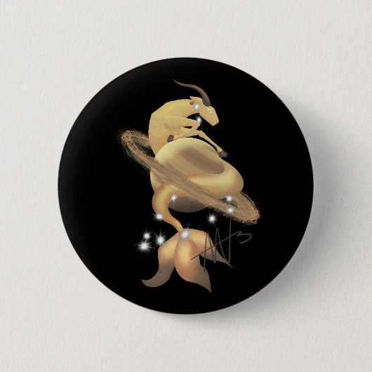 Badge Rond 5 Cm Stellar Capricorn Saturn Zodiac (Devant)