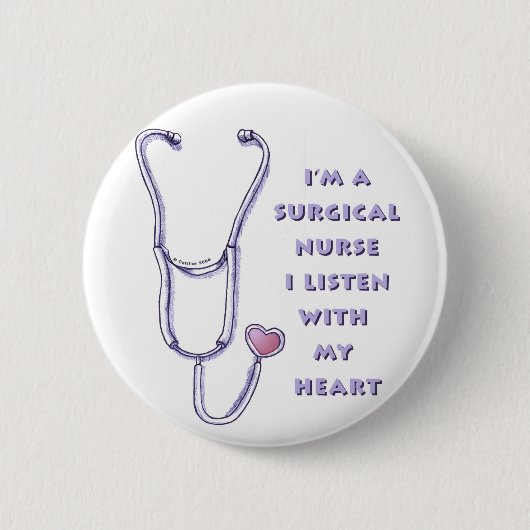 Badge Rond 5 Cm Stethoscope Coeur Infirmière chirurgicale (Devant)