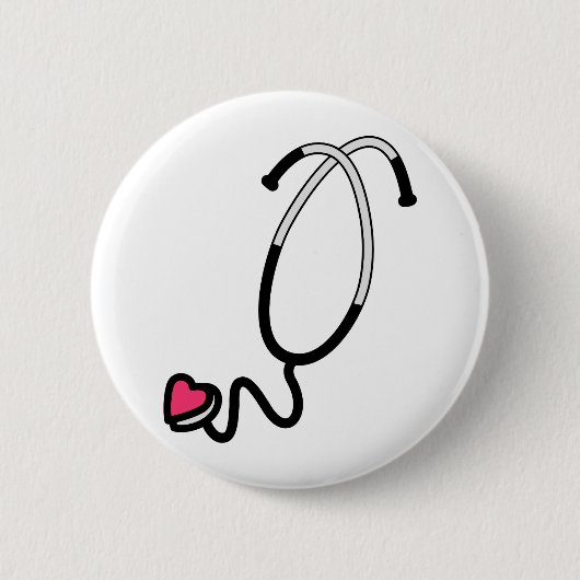 Badge Rond 5 Cm Stéthoscope de coeur (Devant)
