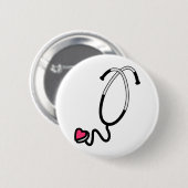 Badge Rond 5 Cm Stéthoscope de coeur (Devant & derrière)