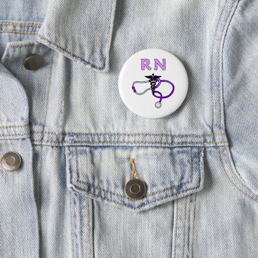 Badge Rond 5 Cm Stéthoscope de RN (En situation)