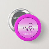 Badge Rond 5 Cm Stéthoscope Médicale rose (Devant & derrière)
