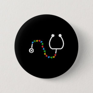 Badge Rond 5 Cm Stethoscope Sensibilisation sur l'autisme Médicale