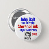 Badge Rond 5 Cm Stevens/lien Objectivist Pary 2012 (Devant & derrière)