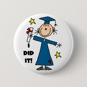 Badge Rond 5 Cm Stick Figure Girl Graduate T-shirts et cadeaux