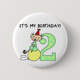 Badge Rond 5 Cm Stick Girl 2e Anniversaire Tshirts et cadeaux