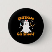 Badge Rond 5 Cm Stick ou Treat Nurse Funny Halloween Costume Essen (Devant)