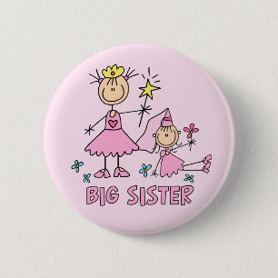 Badge Rond 5 Cm Stick Princess Duo Big Sister
