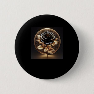 Badge Rond 5 Cm Sticker 3d Gold Black Roses #16