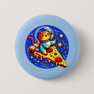 Badge Rond 5 Cm Sticker astronaute de chat cosmique - Pizza spatia