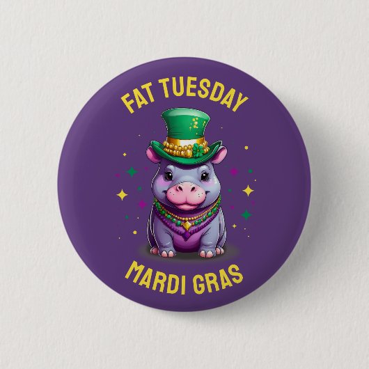 Badge Rond 5 Cm Sticker en gros Mardi Gras Mardi Hippo (Devant)