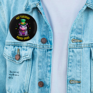 Badge Rond 5 Cm Sticker en gros Mardi Gras Mardi Hippo