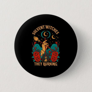 Badge Rond 5 Cm Sticker pour brûler des sorcières de solvants