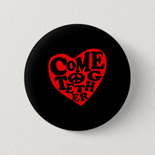 Badge Rond 5 Cm Sticker pour les signes Coeur de Paix Come Togethe