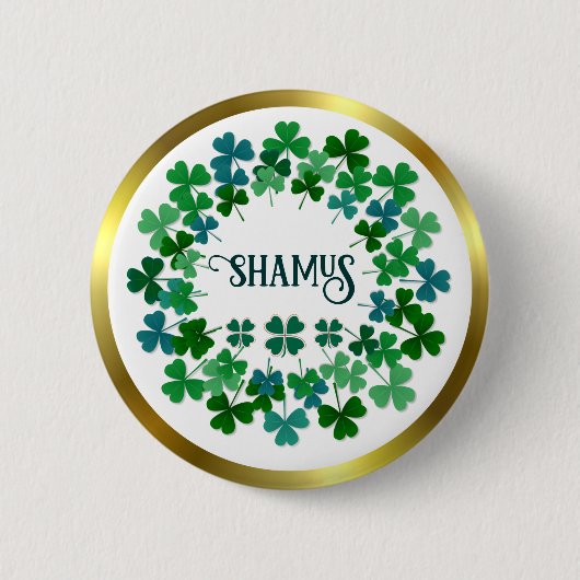 Badge Rond 5 Cm Sticker rond shamrock circulaire texte personnalis (Devant)