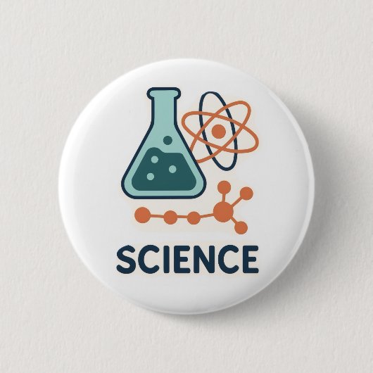 Badge Rond 5 Cm Stickers Objet scientifique - Flacon, Molécules et (Devant)