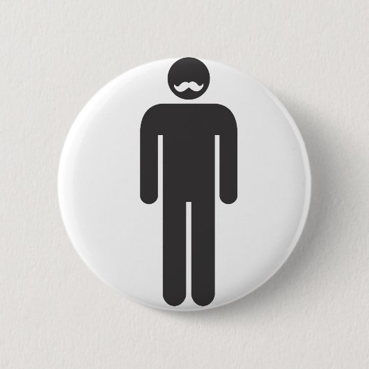 Badge Rond 5 Cm Stickman Moustache (Devant)