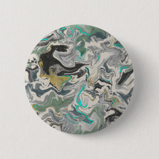 Badge Rond 5 Cm Stone Marbling with Turquoise Veins 2 1/4" Round