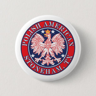 Badge Rond 5 Cm Stoneham Texas Polonais Aigle Américaine